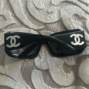 Authentic Chanel mother of pearl logo sunglasses